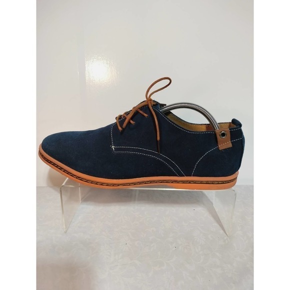 Dadawen blue suede oxford shoes with brown laces men size 13 EU size 47 - Picture 3 of 10
